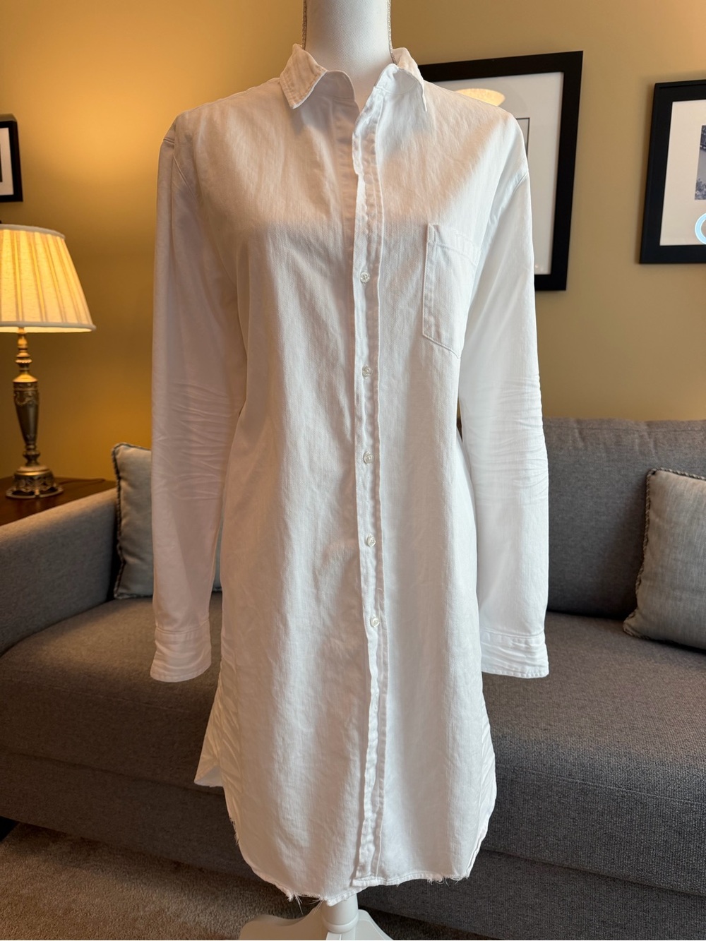 Frank & Eileen “Mary” Classic White Longline Button-Up Shirtdress